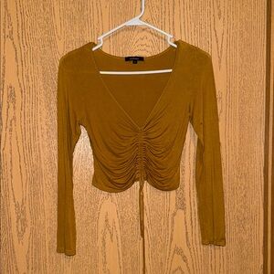 Ambiance Mustard Long Sleeve Crop Top